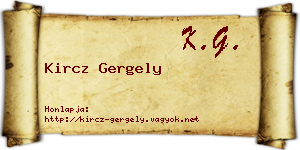 Kircz Gergely névjegykártya